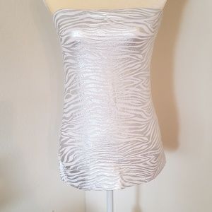 Animal Print White & Silver Bandeau Tube Top M/L